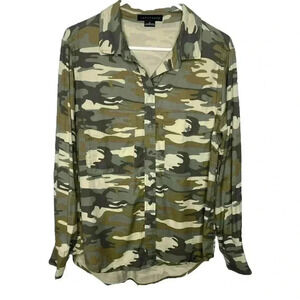 Sanctuary Camo Patchwork Military Button Down Shirt